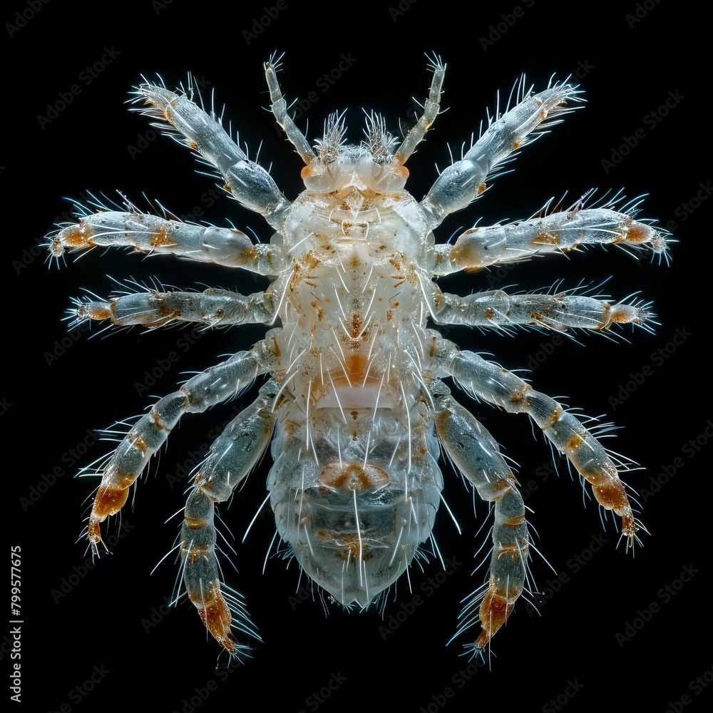 Mites on a black background Mites on a black background
