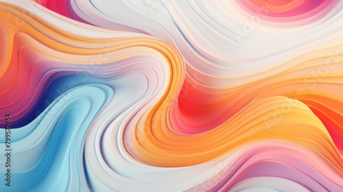 This abstract background features a fluid pattern of interlacing waves in shades of pink, blue, and orange, creating a vibrant and energetic visual flow. © whilerests