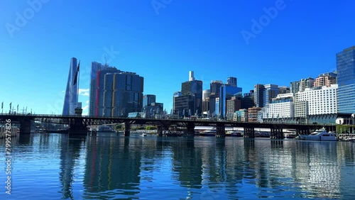 Saturday 28 April 2024 view of Darling Harbour and City Skyline of Sydney CBD and Barangaroo NSW Australia photo