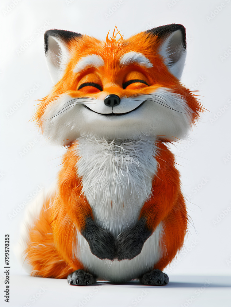 cute chubby happy smiling fox