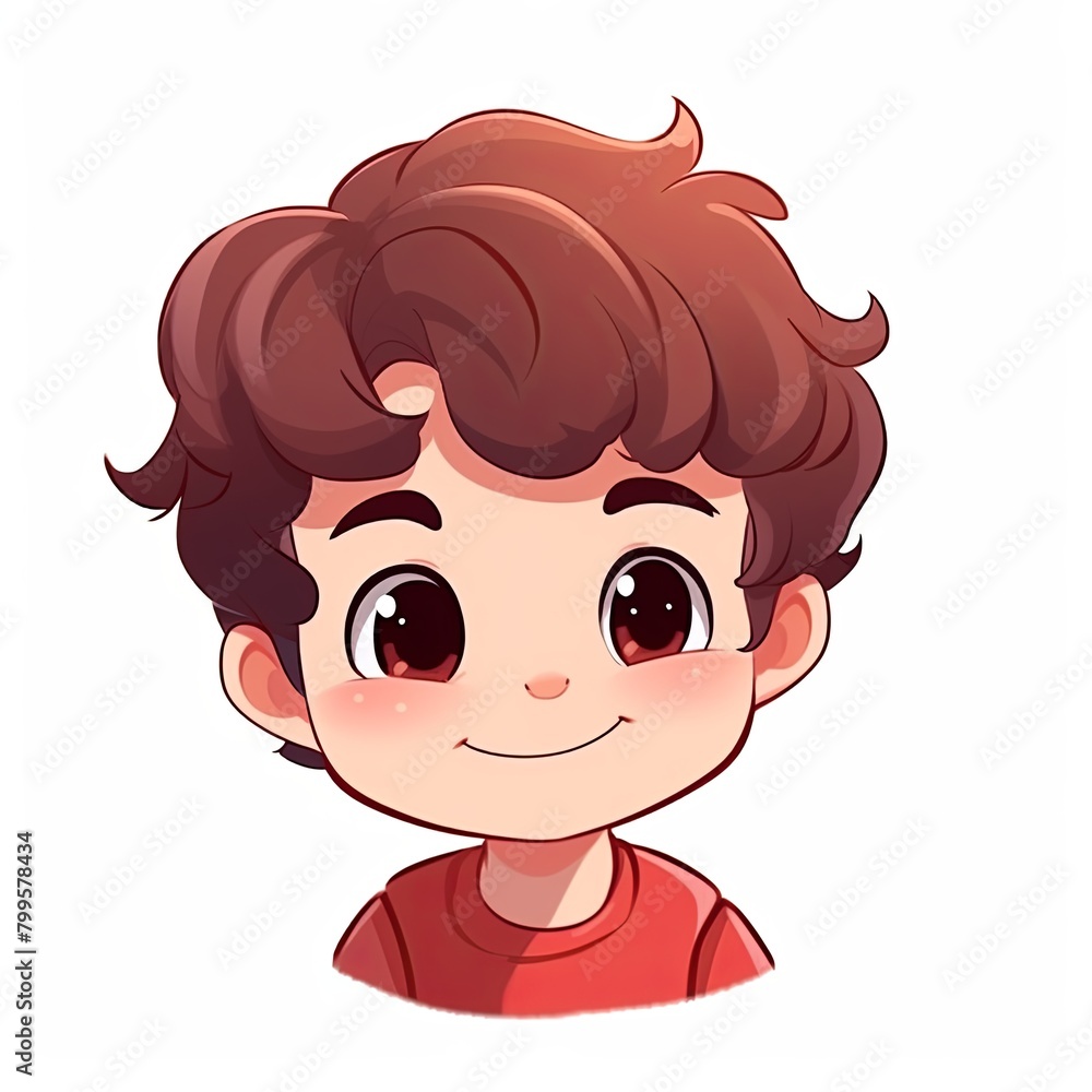 flat illustration of cute pleasant boy, friendly character, white background - flat illustration of cute pleasant boy, friendly character, white background -