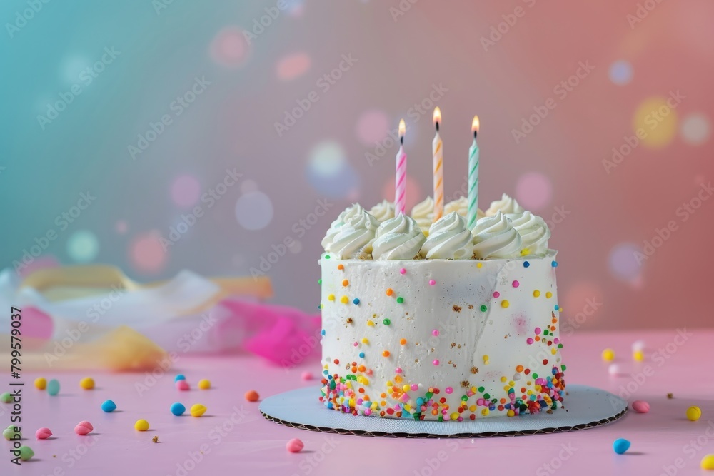 Birthday cake with three candles Birthday cake with three candles