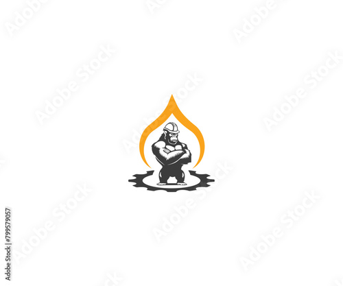 Gorilla Industry worker logo, suitable for construction industries petroleum engineering, and others