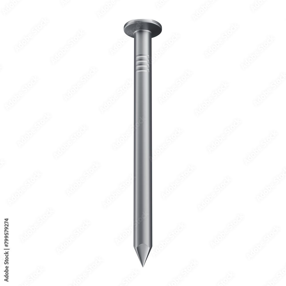 3D Galvanized or Polished Head Nail with Transparent Background 3D Galvanized or Polished Head Nail with Transparent Background