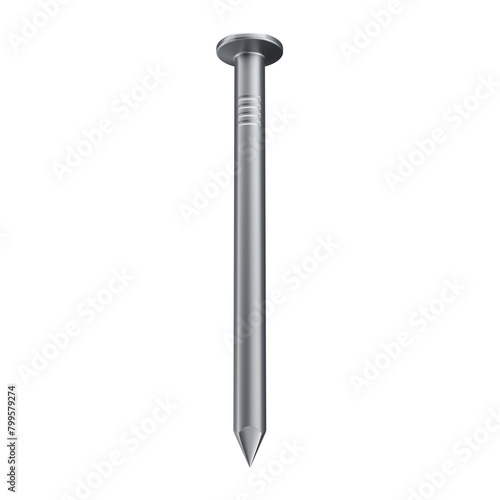 3D Galvanized or Polished Head Nail with Transparent Background