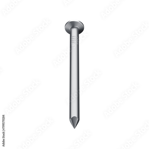 3D Galvanized or Polished Head Nail with Transparent Background