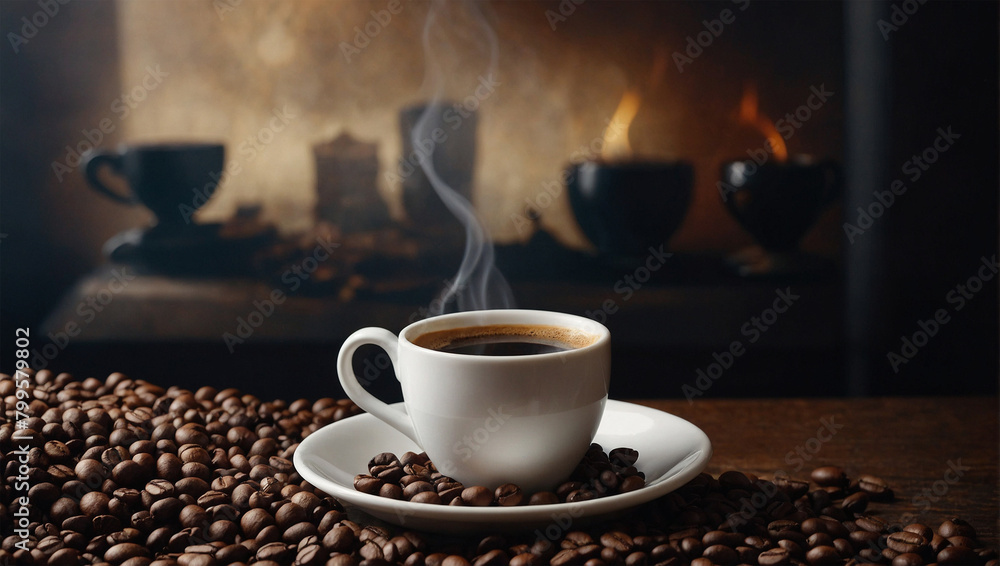 Coffee cup and coffee beans Coffee cup and coffee beans