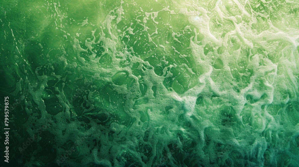 Naklejka premium A green ocean with bubbles and foam