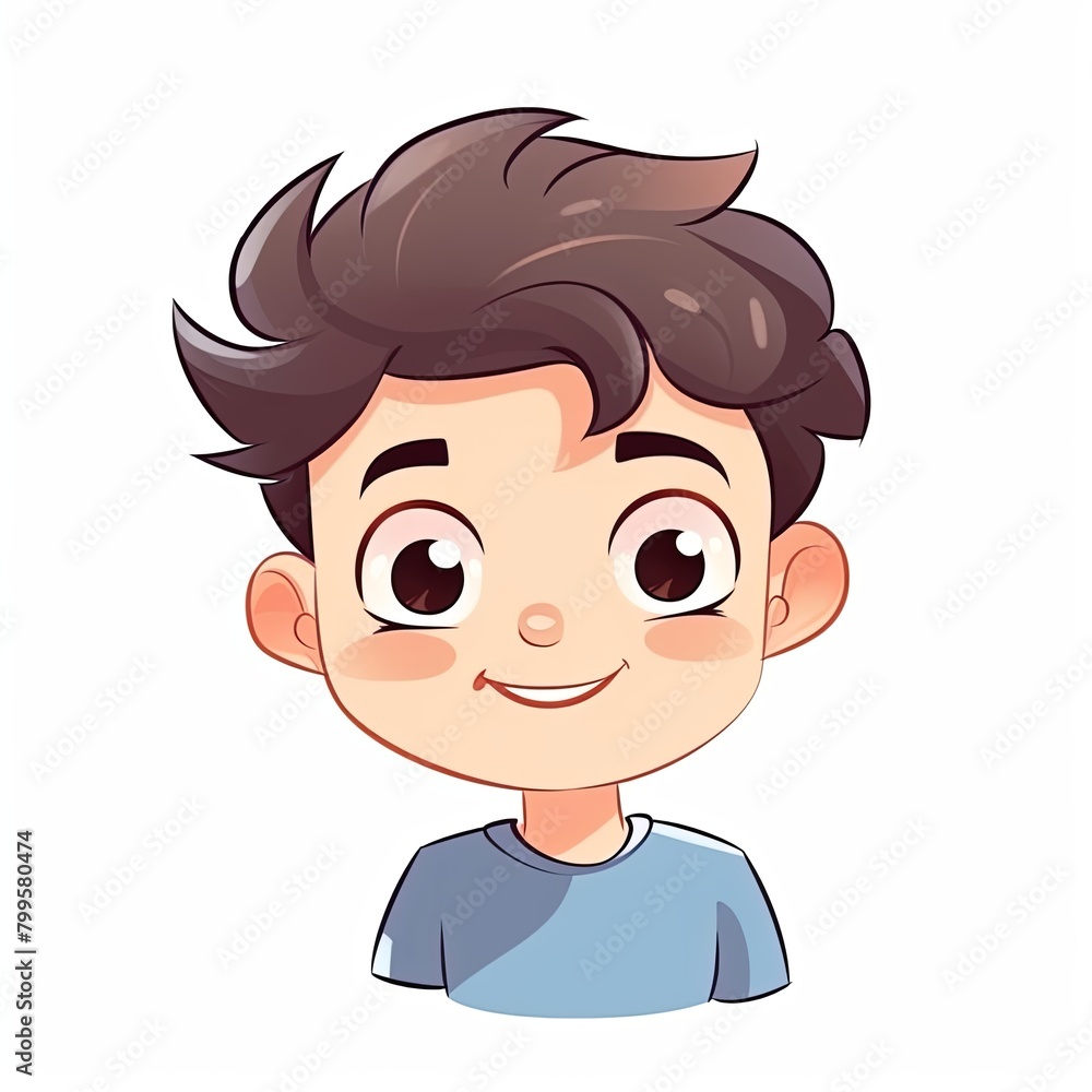 flat illustration of cute pleasant boy, friendly character, white background flat illustration of cute pleasant boy, friendly character, white background