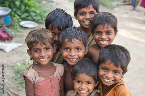 Group of children from a village in the West Bengal region of India