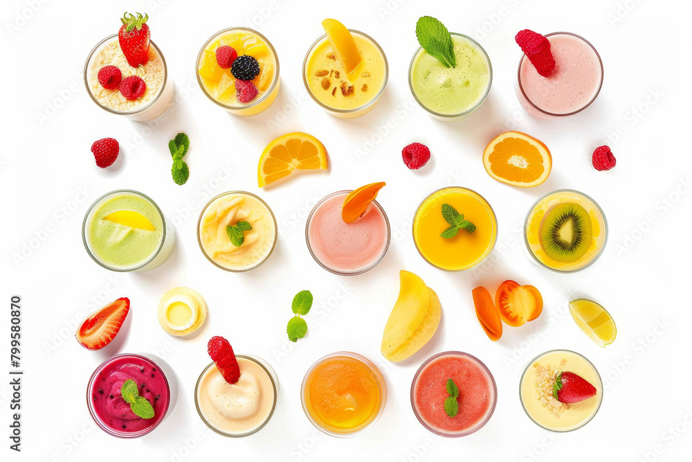 fruit summer cocktails top view fruit summer cocktails top view