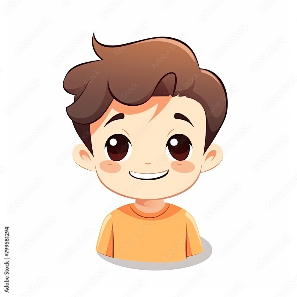 flat illustration of cute pleasant boy, friendly character, white background flat illustration of cute pleasant boy, friendly character, white background