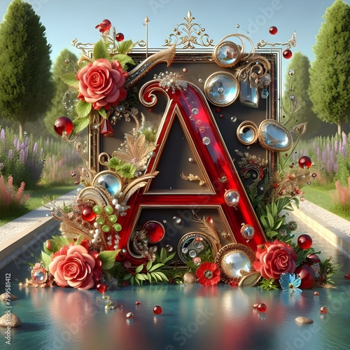 Wallpaper Mural Luxury English word A create with glass and flower. Torontodigital.ca