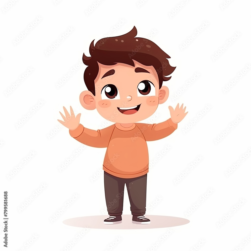 flat illustration of cute pleasant boy, friendly character, white background flat illustration of cute pleasant boy, friendly character, white background