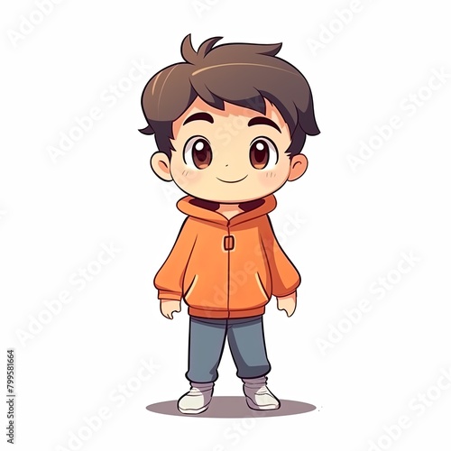 flat illustration of cute pleasant boy, friendly character, white background  © Asha.1in