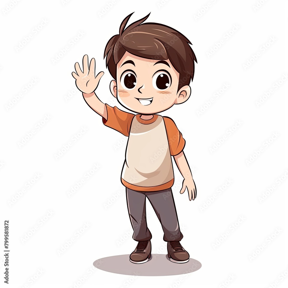 flat illustration of cute pleasant boy, friendly character, white background flat illustration of cute pleasant boy, friendly character, white background