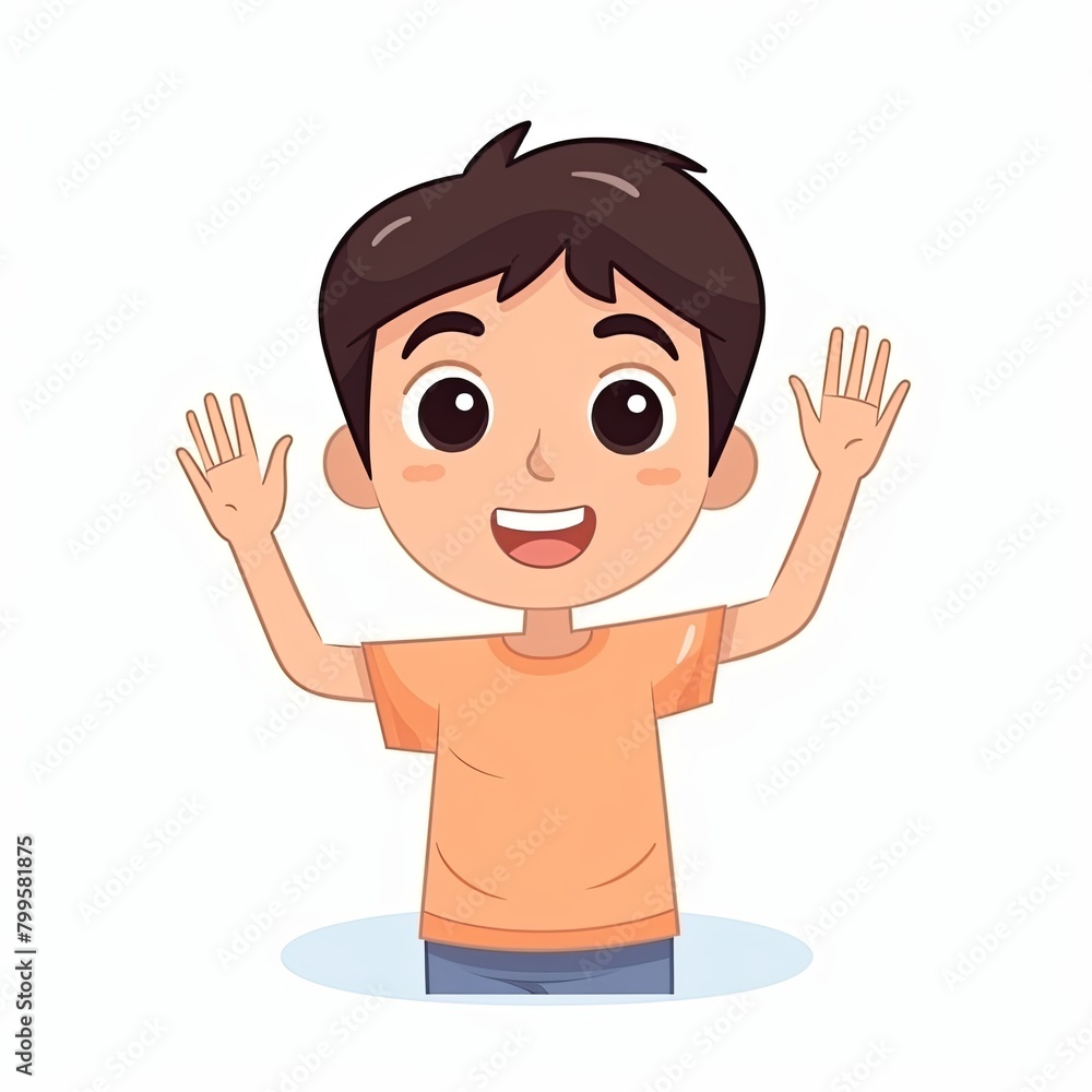 flat illustration of cute pleasant boy, friendly character, white background flat illustration of cute pleasant boy, friendly character, white background