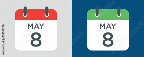 calendar - May 8 icon illustration isolated vector sign symbol