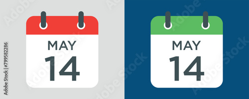 calendar - May 14 icon illustration isolated vector sign symbol