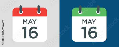 calendar - May 16 icon illustration isolated vector sign symbol