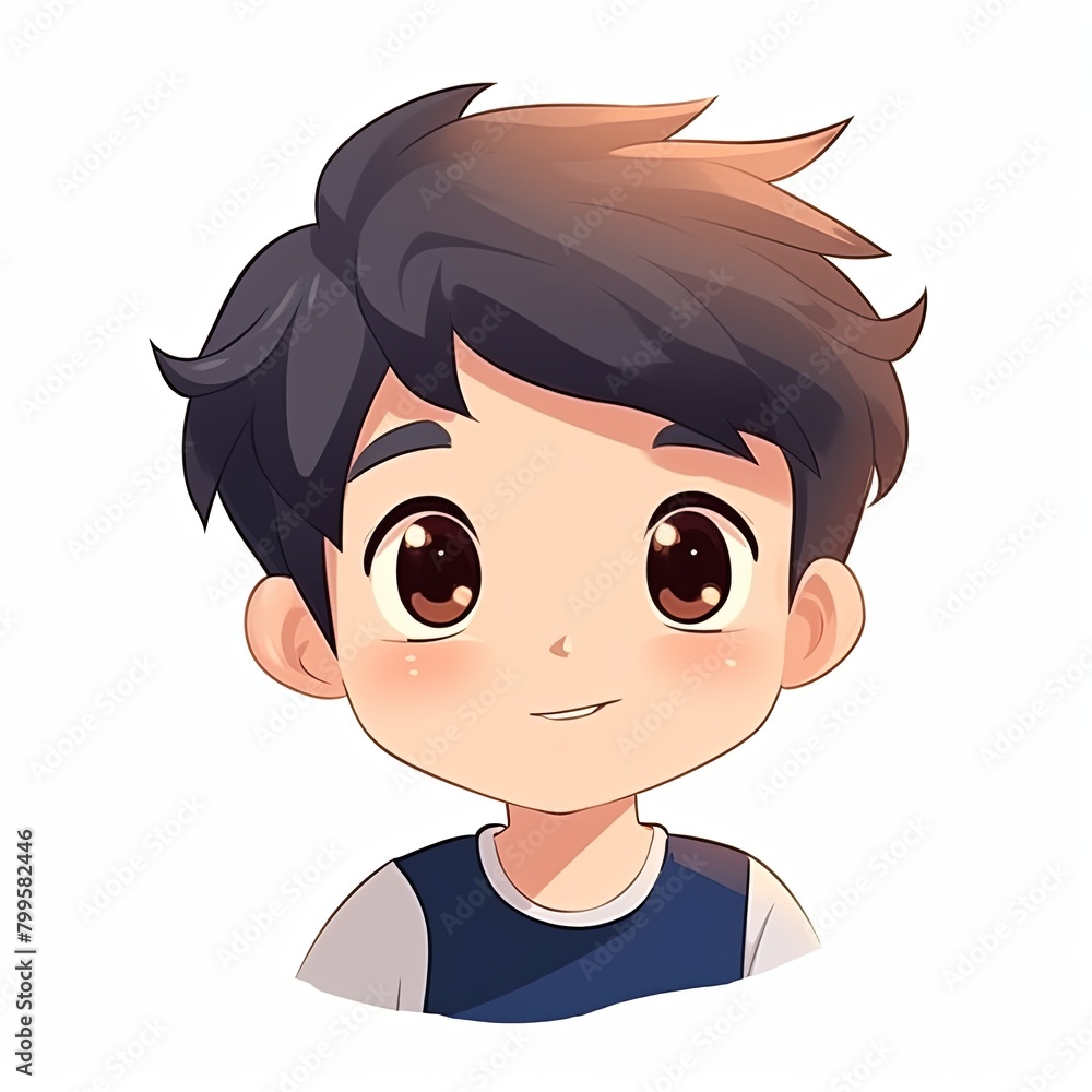 flat illustration of cute pleasant boy, friendly character, white background flat illustration of cute pleasant boy, friendly character, white background