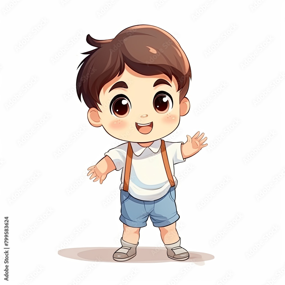 flat illustration of cute pleasant boy, friendly character, white background flat illustration of cute pleasant boy, friendly character, white background