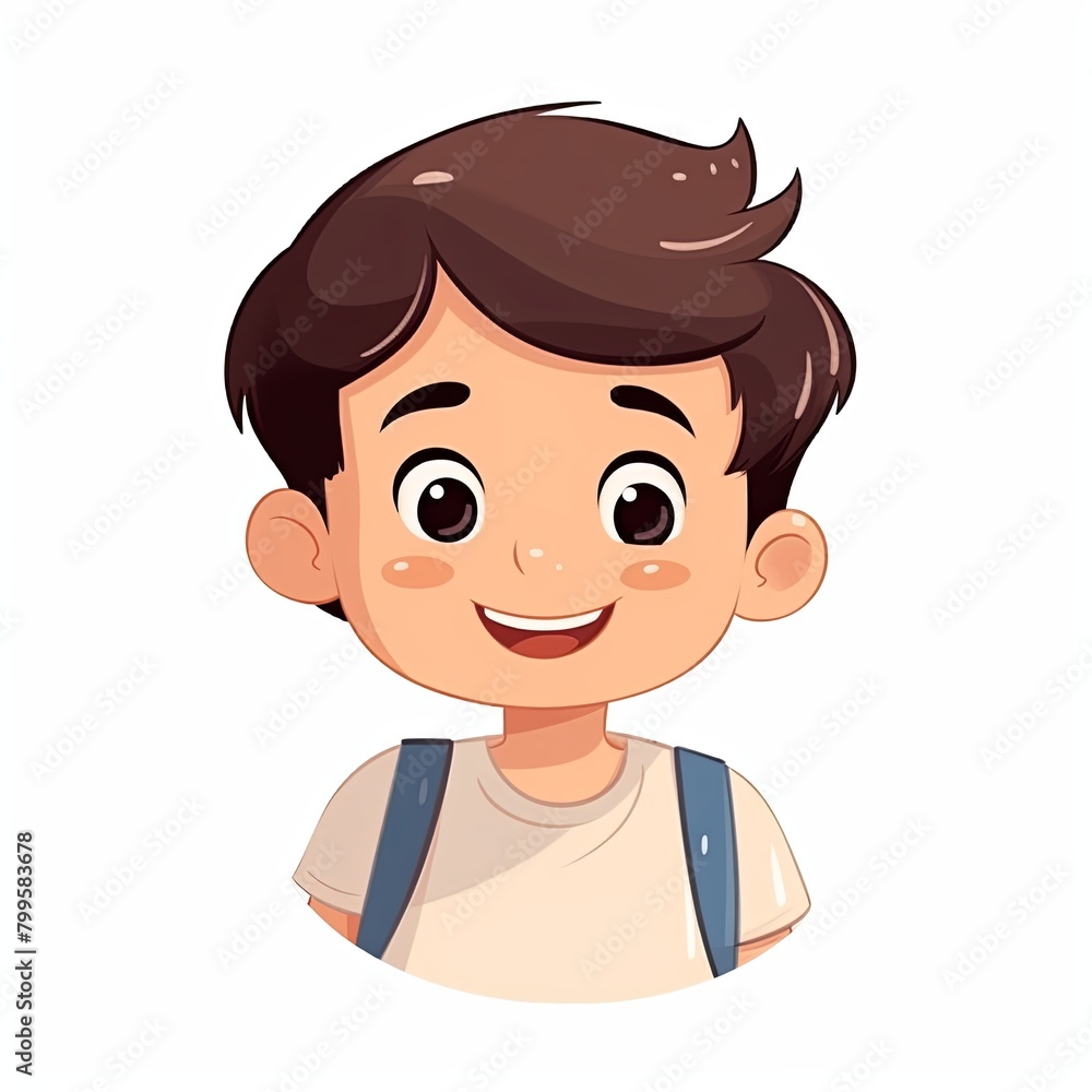flat illustration of cute pleasant boy, friendly character, white background flat illustration of cute pleasant boy, friendly character, white background