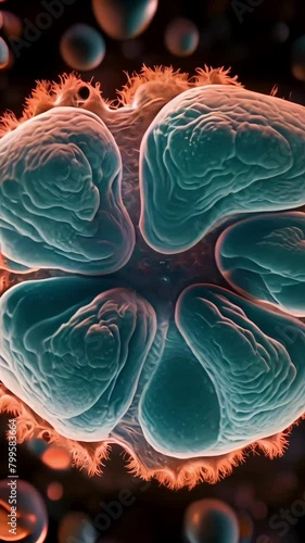 a close-up view of protista and sporozoa cells, showcasing their detailed structures photo