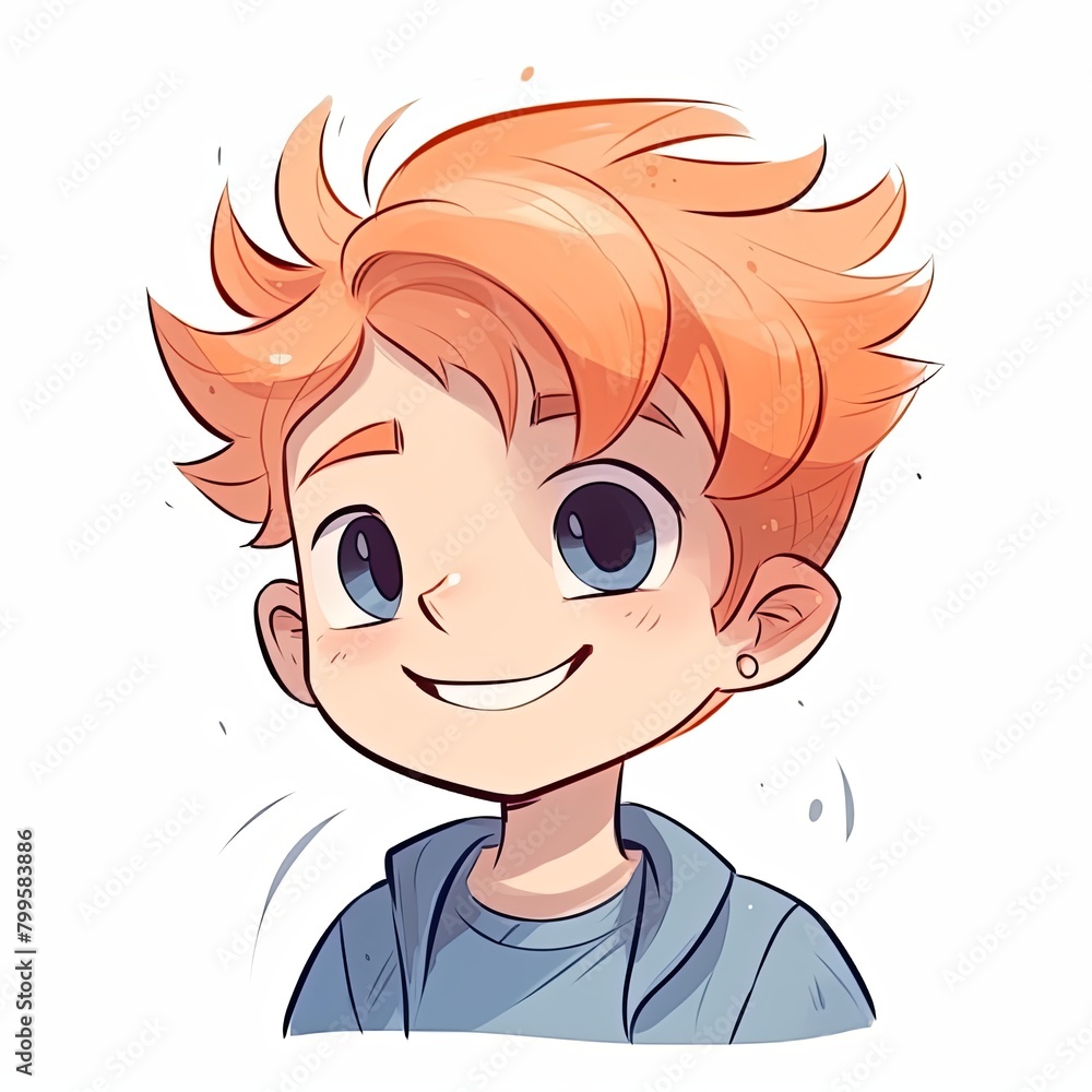 flat illustration of cute pleasant boy, friendly character, white background flat illustration of cute pleasant boy, friendly character, white background