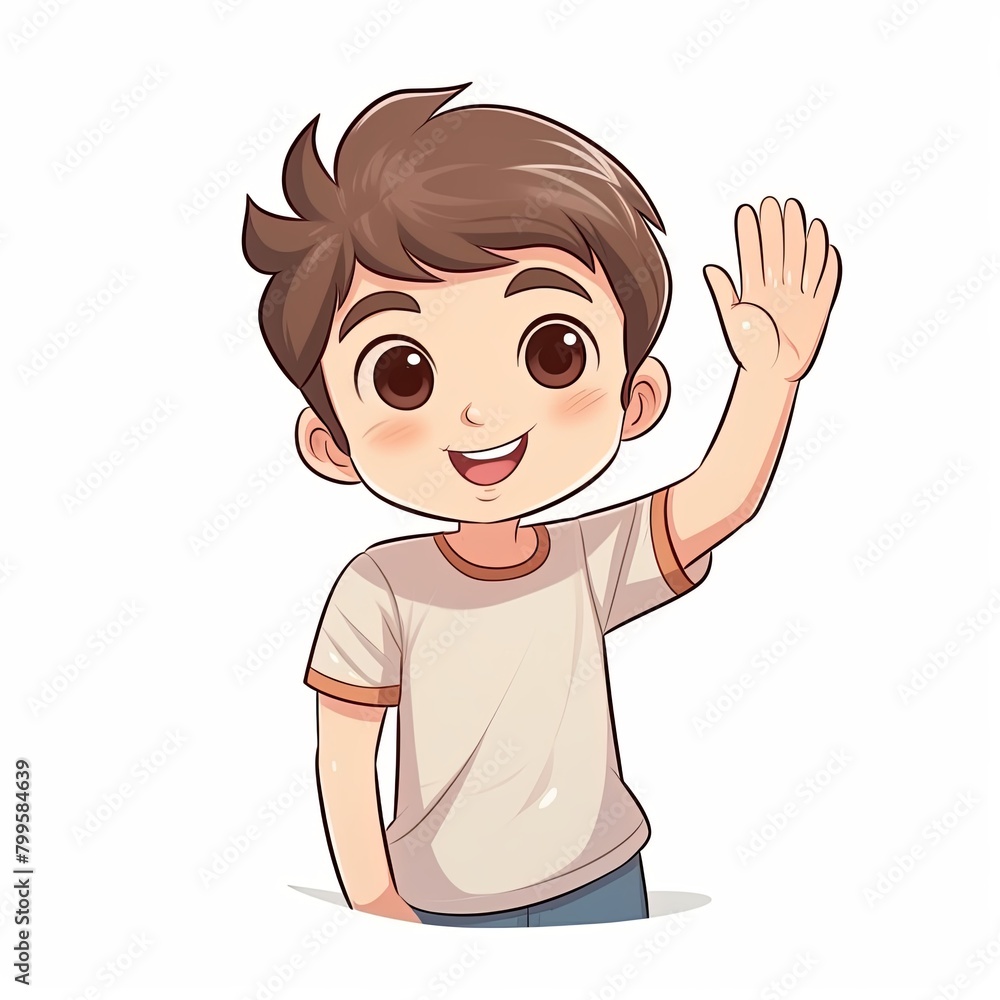 flat illustration of cute pleasant boy, friendly character, white background flat illustration of cute pleasant boy, friendly character, white background