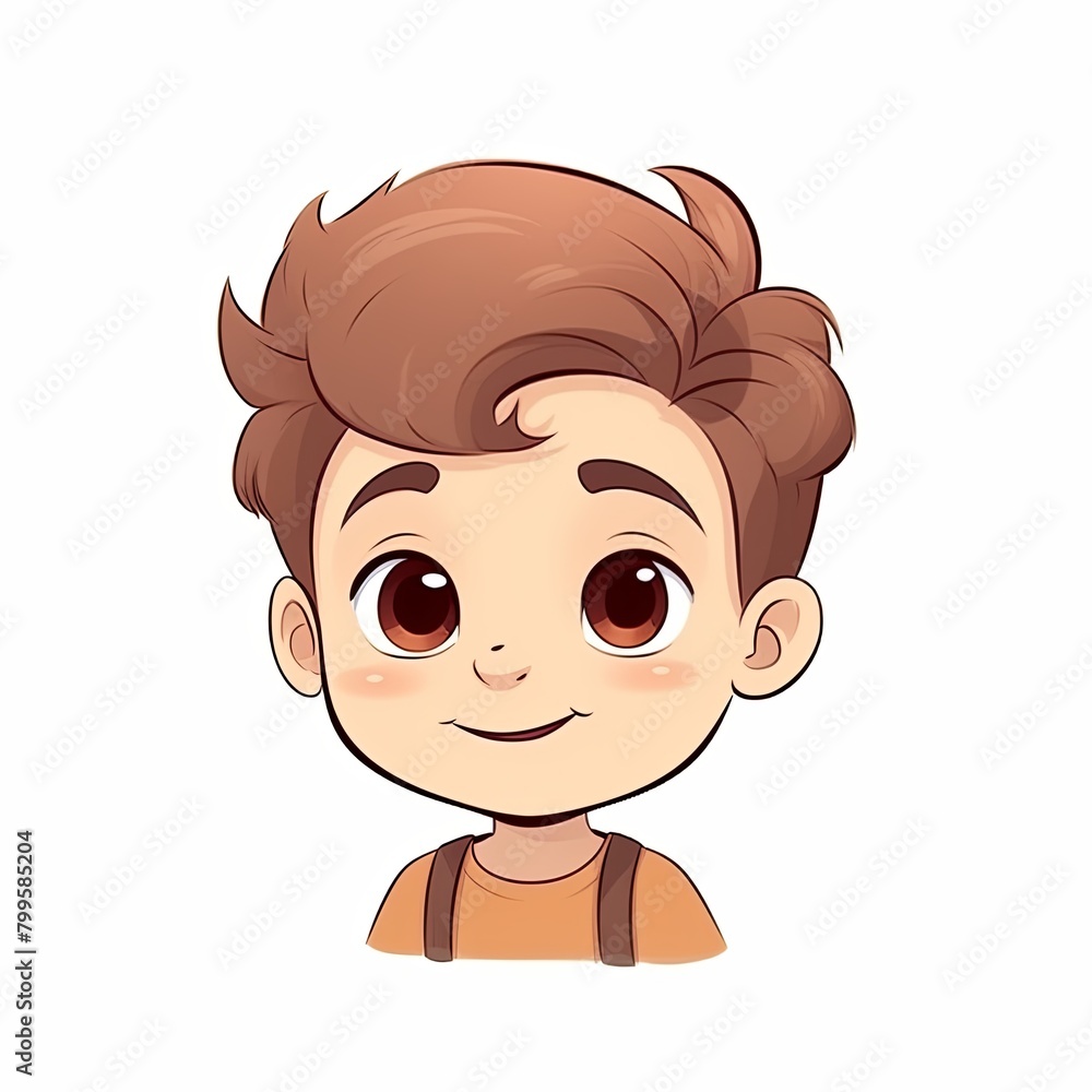 flat illustration of cute pleasant boy, friendly character, white background flat illustration of cute pleasant boy, friendly character, white background