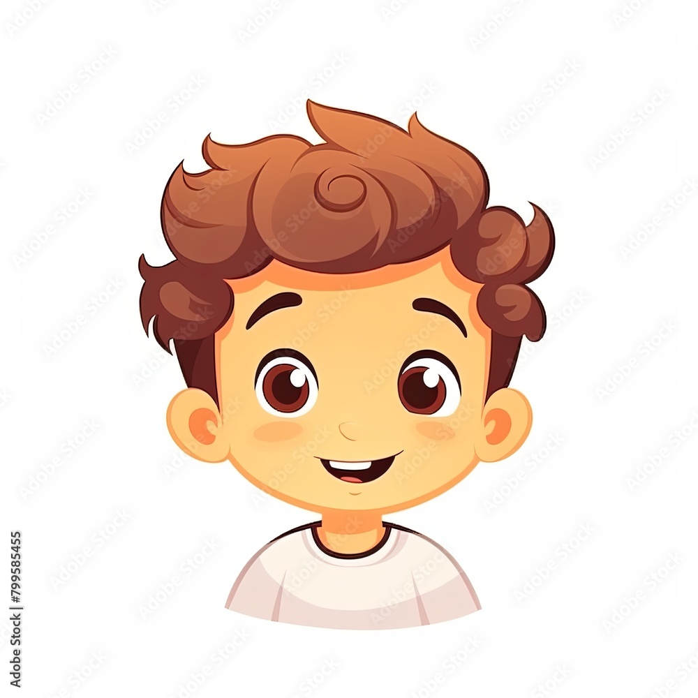 flat illustration of cute pleasant boy, friendly character, white background flat illustration of cute pleasant boy, friendly character, white background