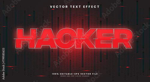 Hacker glitch style editable effect Template with digital binary code background