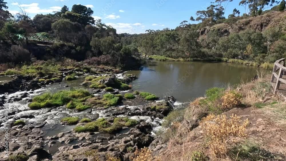 Buckley Falls Nature Reserve and Buckley Falls Weir, along with the viewing platform and pedestrian footpath or walking trails on the cliff. Geelong, VIC Australia Buckley Falls Nature Reserve and Buckley Falls Weir, along with the viewing platform and pedestrian footpath or walking trails on the cliff. Geelong, VIC Australia