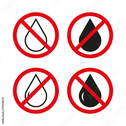 Free Download No water usage symbols. Liquid prohibition signs. Drop with cross Vector icons. - GFXLoad