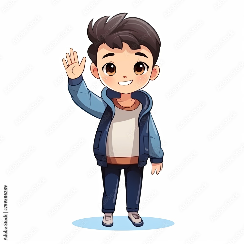 flat illustration of cute pleasant boy, friendly character, white background flat illustration of cute pleasant boy, friendly character, white background