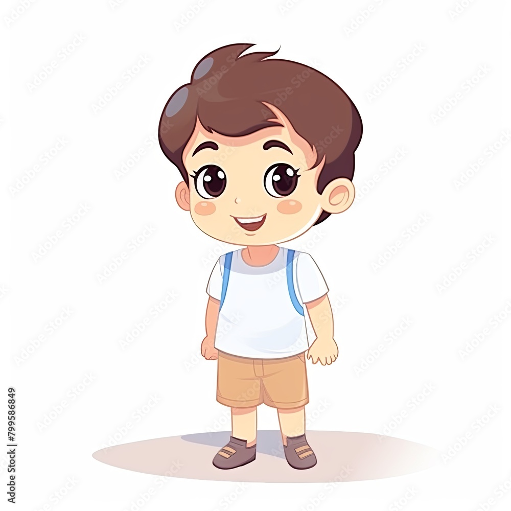 flat illustration of cute pleasant boy, friendly character, white background flat illustration of cute pleasant boy, friendly character, white background