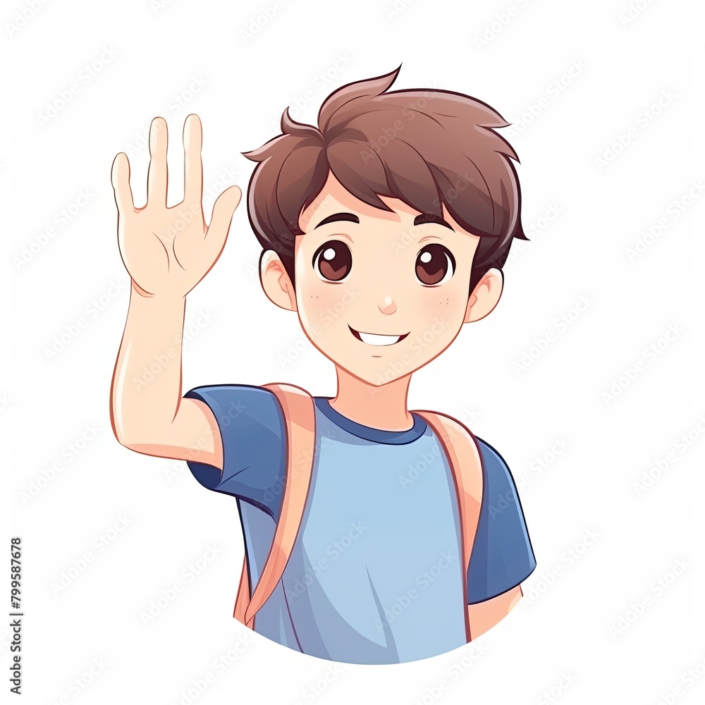 flat illustration of cute pleasant boy, friendly character, white background flat illustration of cute pleasant boy, friendly character, white background