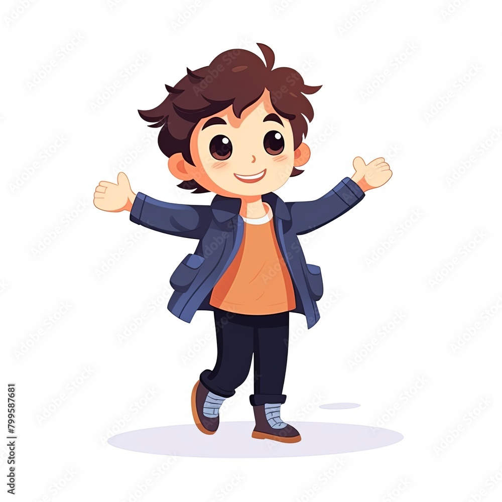 flat illustration of cute pleasant boy, friendly character, white background flat illustration of cute pleasant boy, friendly character, white background