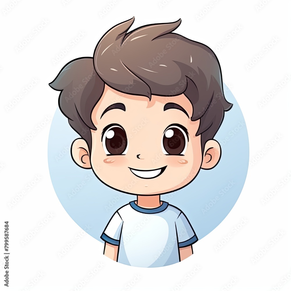 flat illustration of cute pleasant boy, friendly character, white background flat illustration of cute pleasant boy, friendly character, white background