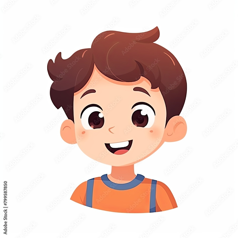 flat illustration of cute pleasant boy, friendly character, white background flat illustration of cute pleasant boy, friendly character, white background
