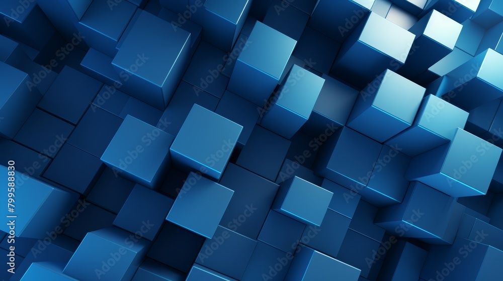 Abstract 3D cube pattern background, geometric blocks in shades of blue, high-tech concept, digital wallpaper with copy space, Abstract 3D cube pattern background, geometric blocks in shades of blue, high-tech concept, digital wallpaper with copy space,