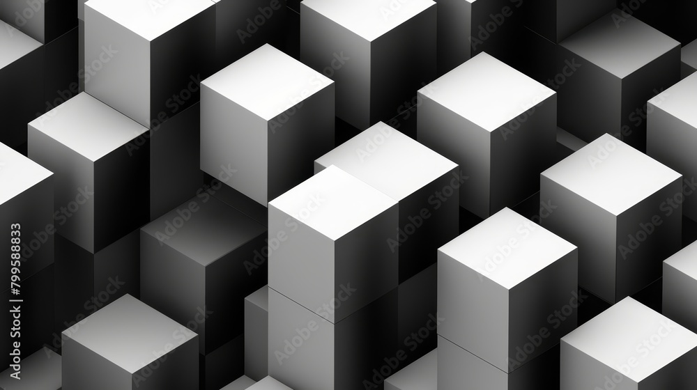 High contrast 3D cube pattern, black and white, suitable for technology-themed web design and digital art projects, High contrast 3D cube pattern, black and white, suitable for technology-themed web design and digital art projects,