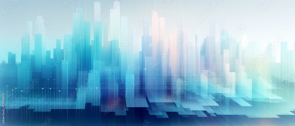 Data visualization background with abstract elements resembling charts and graphs in motion, in a palette of cool tones,
