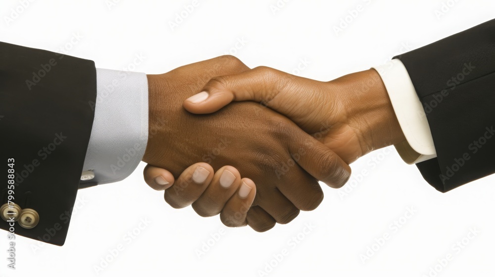 Confident man and woman shaking hands in a well-lit office after a successful job interview, both dressed in formal suits, Canon captured professional imagery. Confident man and woman shaking hands in a well-lit office after a successful job interview, both dressed in formal suits, Canon captured professional imagery.
