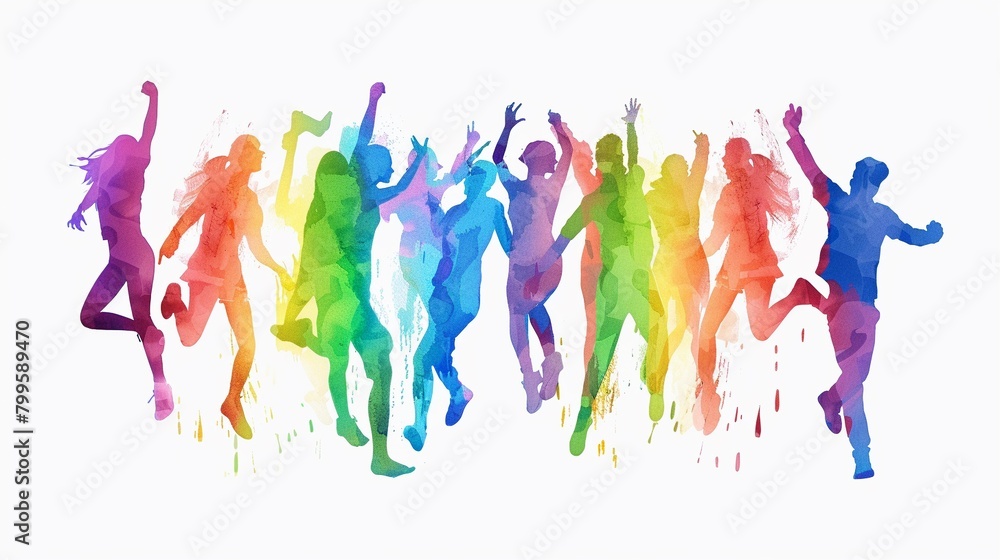 Rainbow people dancing and having fun Rainbow people dancing and having fun