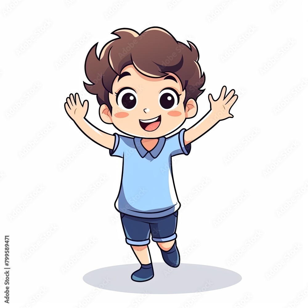 flat illustration of cute pleasant boy, friendly character, white background flat illustration of cute pleasant boy, friendly character, white background