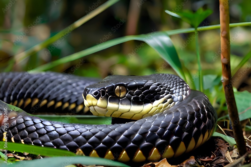 snake in the grass_ Close-up of snake_ King cobra snake in the grass_ Close-up of snake_ King cobra
