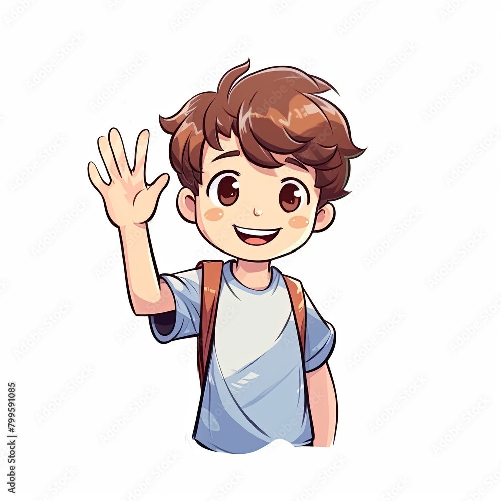 flat illustration of cute pleasant boy, friendly character, white background flat illustration of cute pleasant boy, friendly character, white background