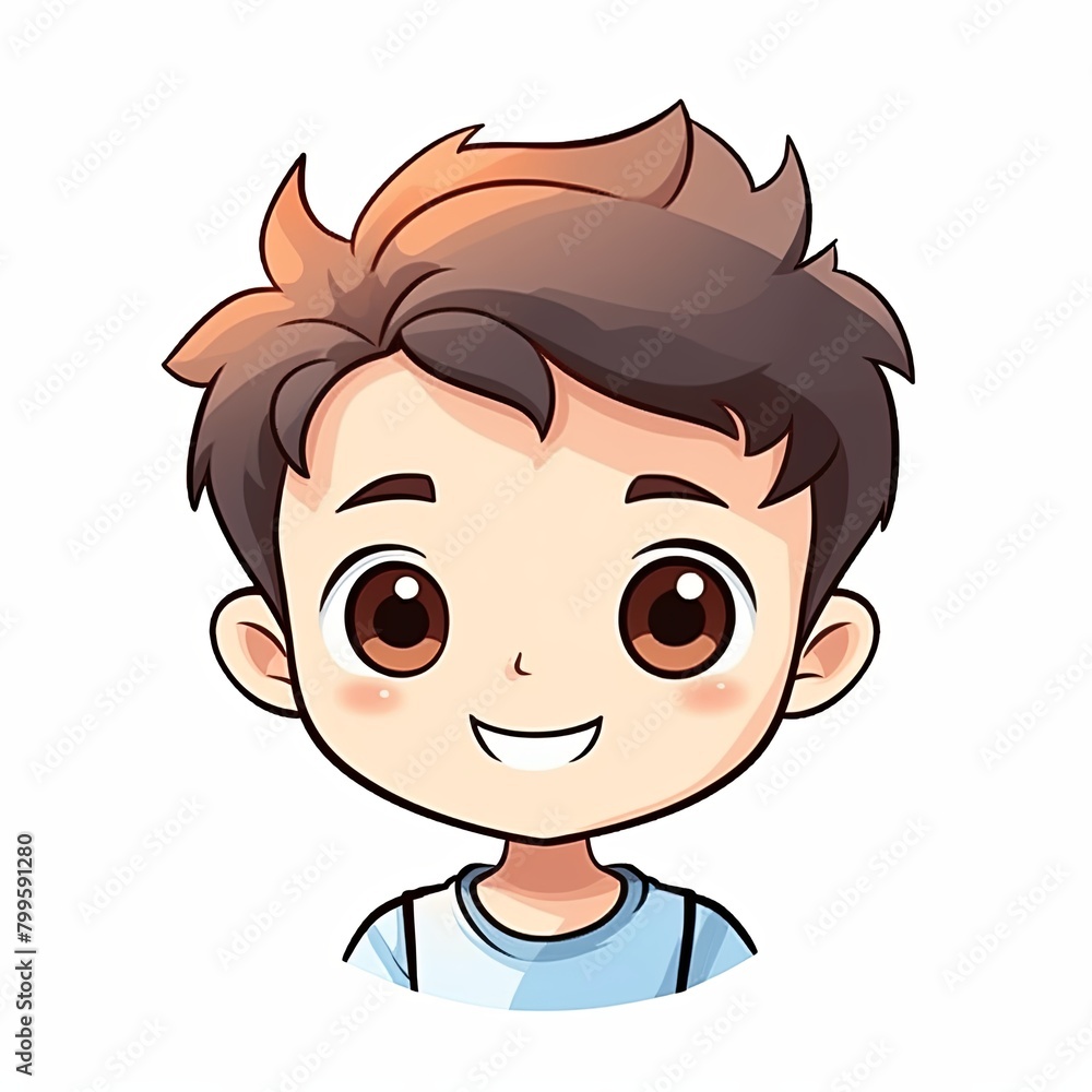 flat illustration of cute pleasant boy, friendly character, white background flat illustration of cute pleasant boy, friendly character, white background